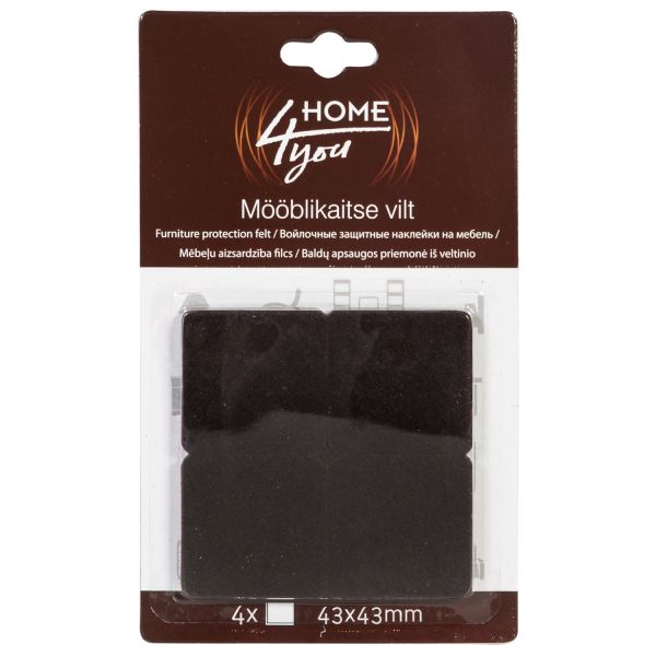 Mööblikaitse vilt 43x43mm, 4tk, must
