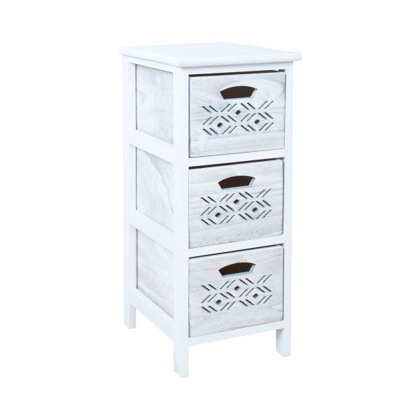 Chest of drawers MIHKLI with 3 storage units 26x32x63cm, white