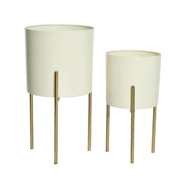 Flower pot LENNA H30cm, cream and gold