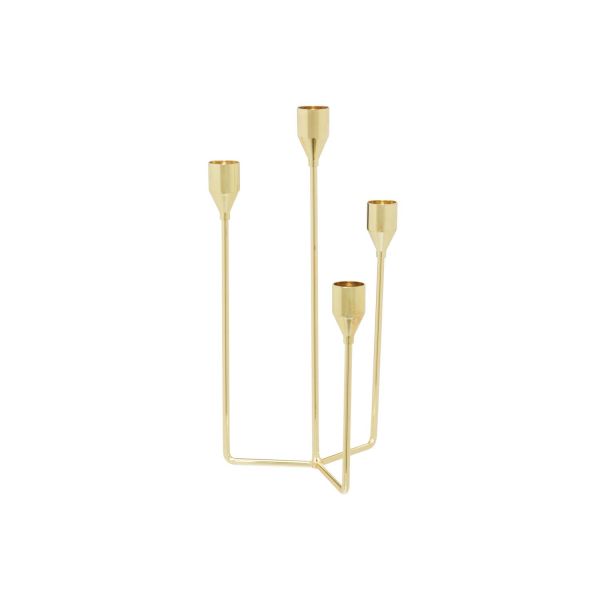 Candle holder H28,5cm, golden