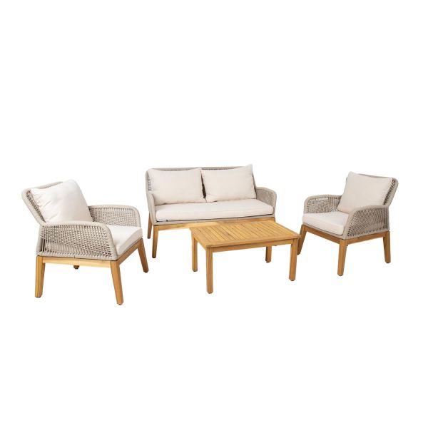 Garden furniture set FLORIDA table, sofa and 2 armchairs, beige
