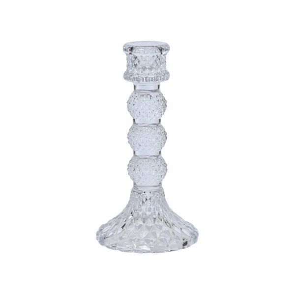 Candlestick SHINE GLASS H15cm, clear