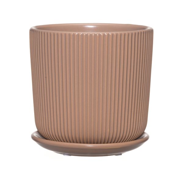Flower pot ESPOO D15cm, brown, with saucer