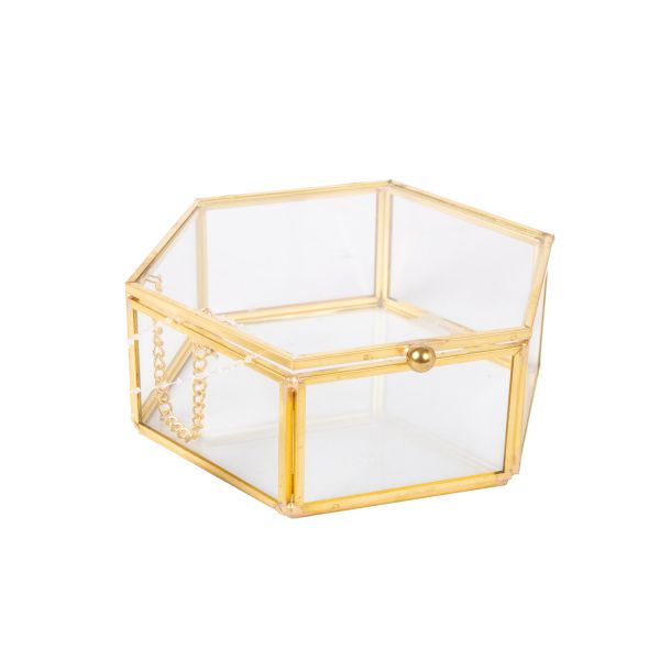 Glass box BERYL 15x9xH5cm, golden