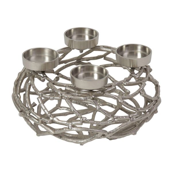 Candle holder WREATH 27x13cm, silver
