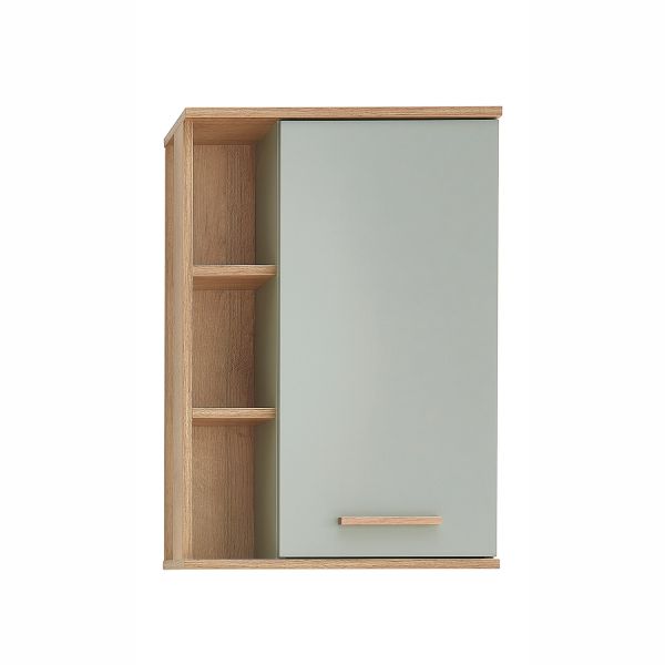 Верхний шкаф в ванную 963, 50,5x20,5xH74,5см, шалфейно-зеленый/дуб