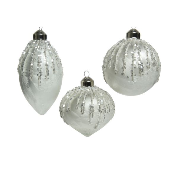 Jõuluehe GLASS jäine, D8cm, hõbe