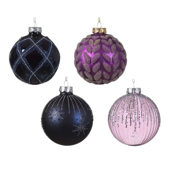 Jõuluehe GLOW WOW D8cm, klaas, sinine/lilla mix