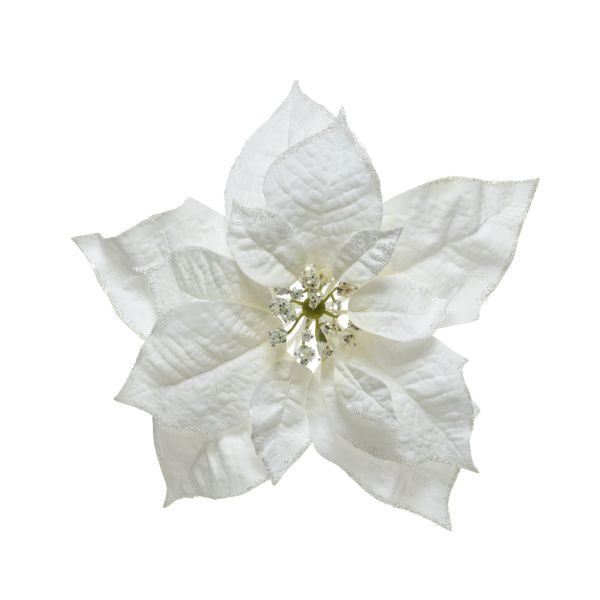 Jõuluehe SHINE FLOWER 24cm, valge