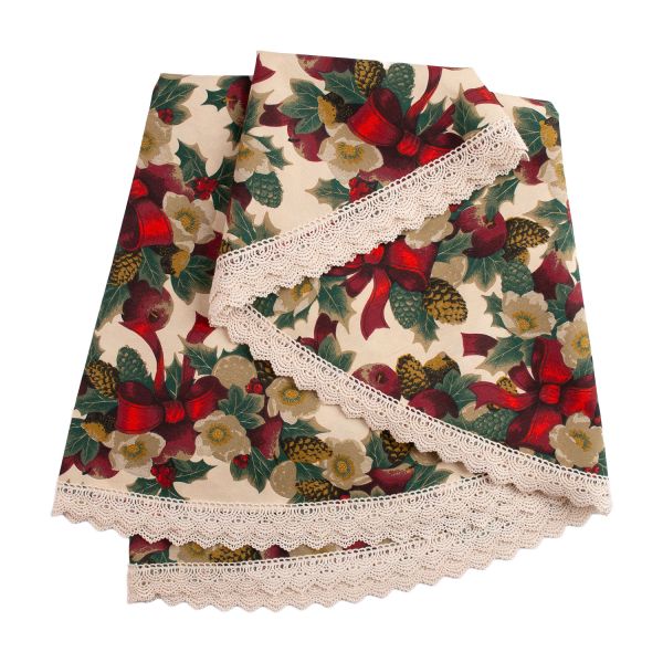 Table mat WINTER FLOWERS D170cm, ribbons