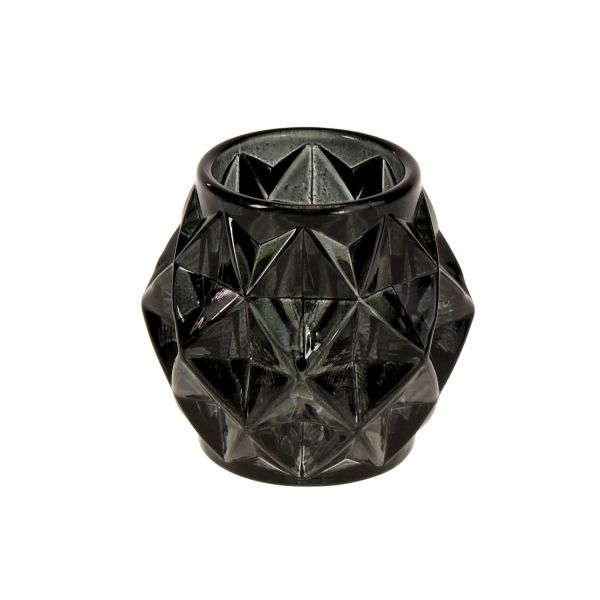 Teacandle holder DIAMOND 7cm, black