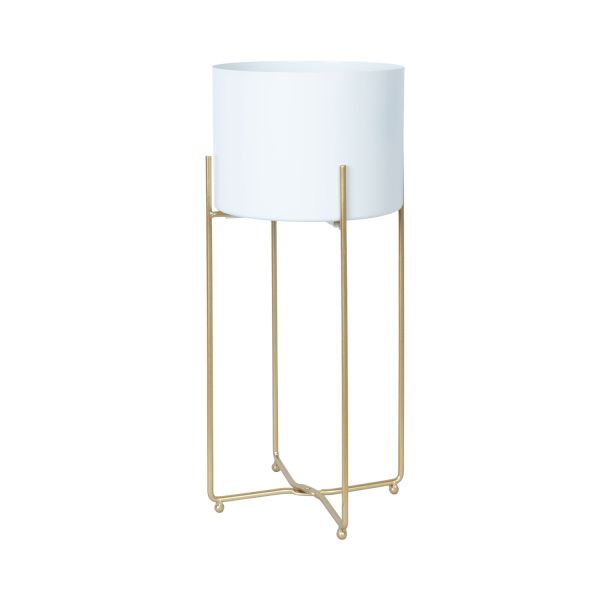 Flowerstand DEIA WHITE L  24,5x23,5xH57cm, white/golden