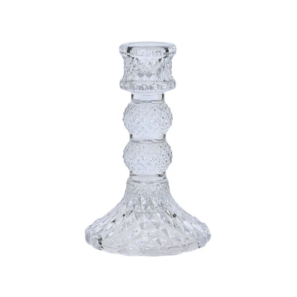 Candlestick SHINE GLASS H12,5cm, clear