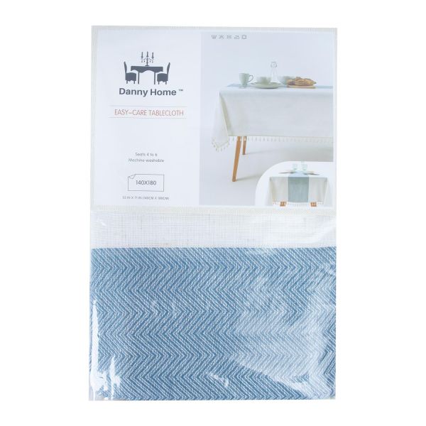 Tablecloth EASY CARE 140x180cm, white/grey with tassel