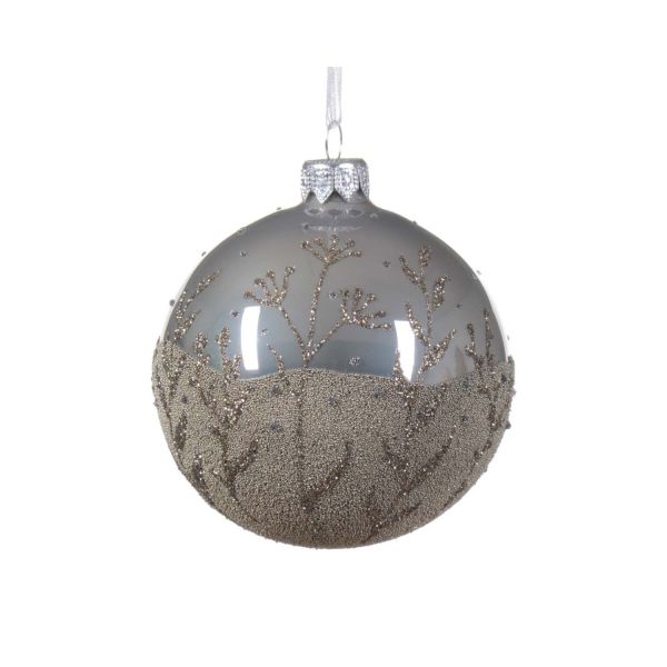 Jõuluehe GLOW GREY D8cm, klaas, hall lill