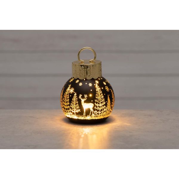 Winteria Christmas Bauble with LED light 10 cm Winter Forest