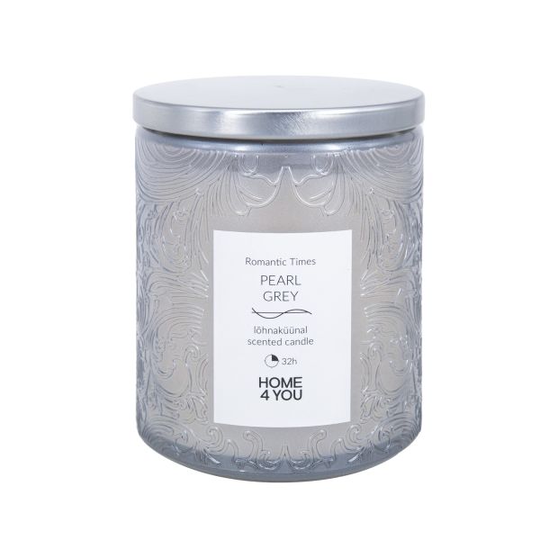 Свеча в стеклянной банке ROMANTIC TIMES H9см, жемчужно-серый