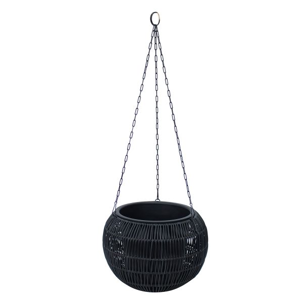 Подвесное кашпо WICKER D32xH22cm, черный