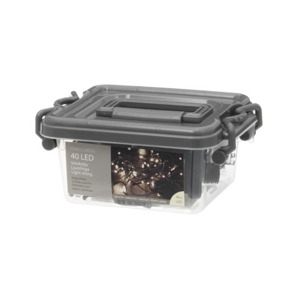 FINNLUMOR LIGHTCHAIN 40LED WARM WHITE BLACK CABLE