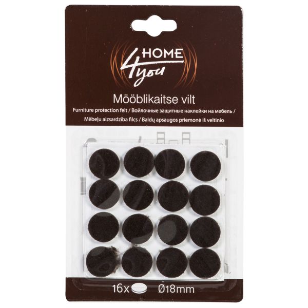 Mööblikaitse vilt D18mm, 16tk, must