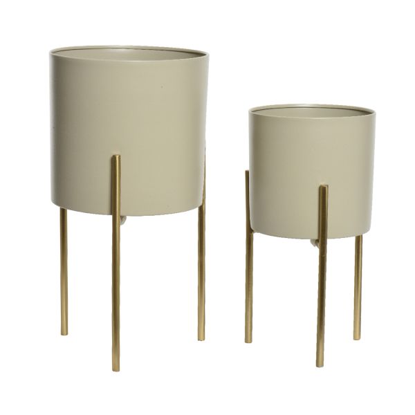Flower pot LENNA H30cm, grey and gold