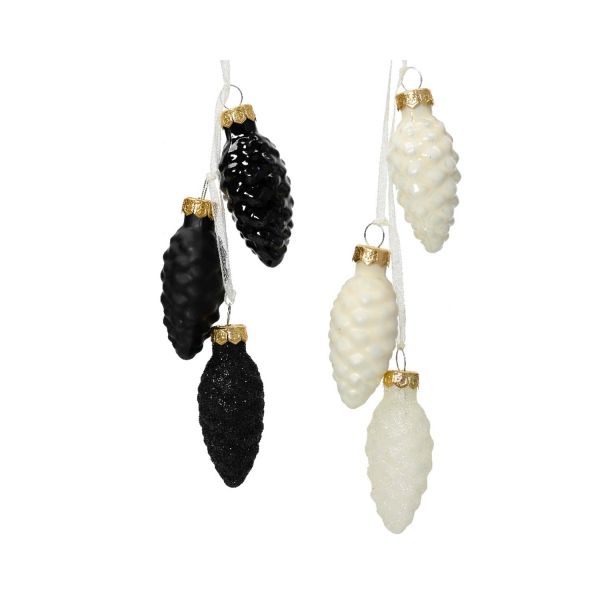 Jõuluehe KÄBID H6cm 3-ne, klaas, must/valge mix