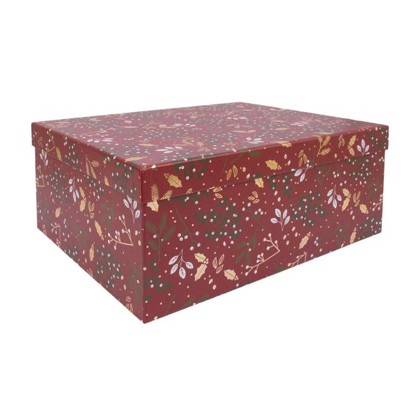 Box ARIEL-1, with a lid 37,5x29xH16cm, red/gold
