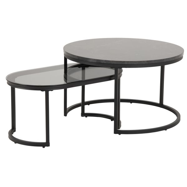 Coffee tables 2pcs SPIRO D70xH42cm, 70x40xH33cm, black