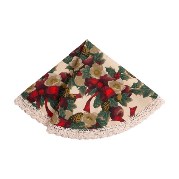 Table mat WINTER FLOWERS D70cm, ribbons