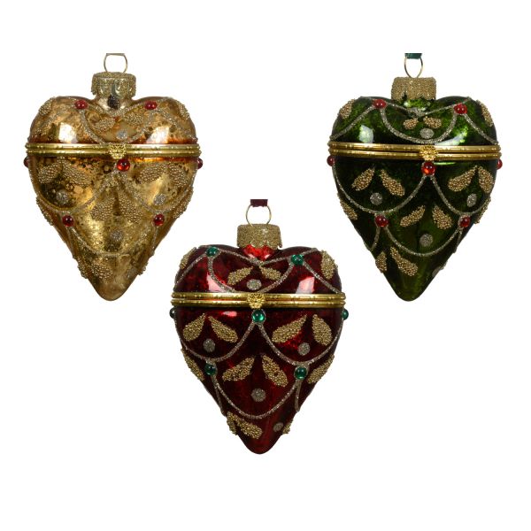 Jõuluehe SHINE OPEN HEART 9cm, klaas, mix