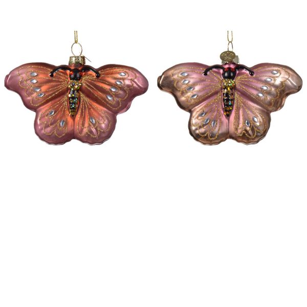 Jõuluehe GLOW BUTTERFLY 11cm, klaas, mix
