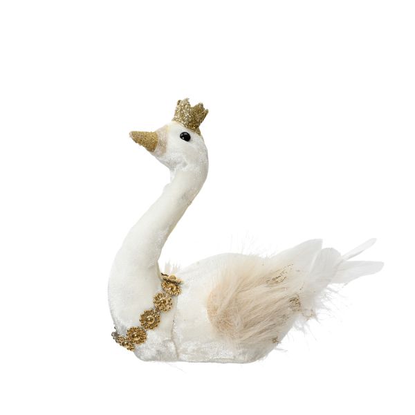 Jõuluehe SHINE SWAN 13cm, valge