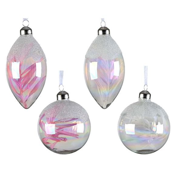 Jõuluehe GLOW IN D8cm, klaas, lill sees mix