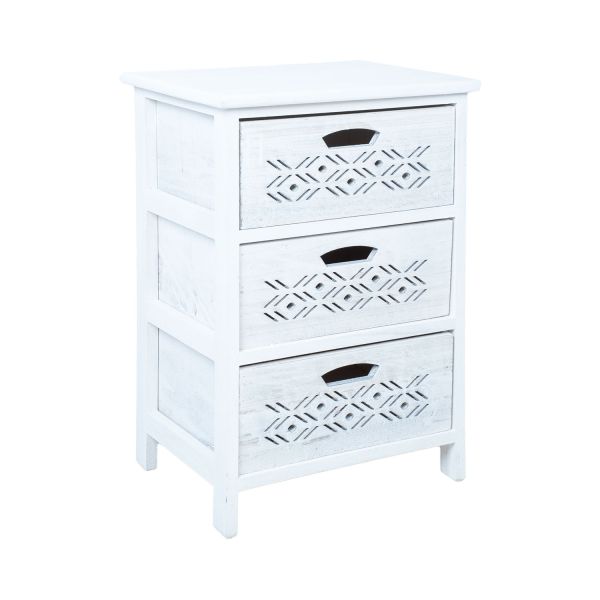 Chest of drawers MIHKLI with 3 storage units 40x29x58cm, white