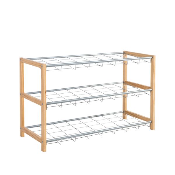 Shoe rack BRODY natural / silver