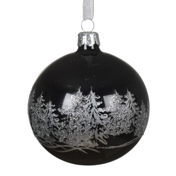 Jõuluehe SHINE TREE D8cm, klaas, must