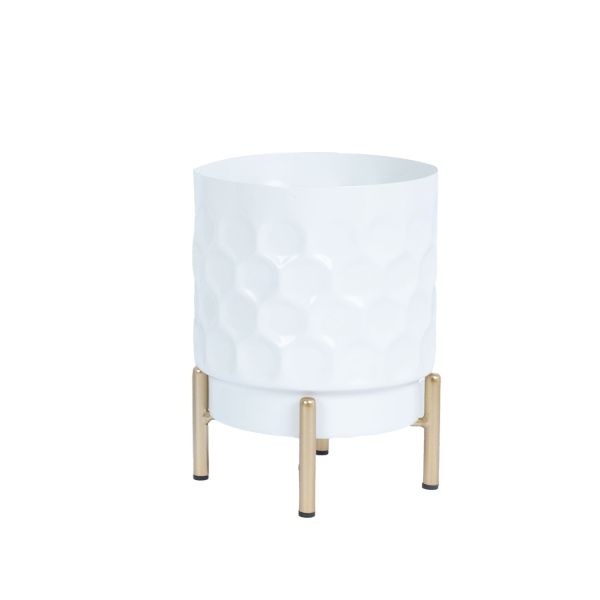 Flowerpot DEIA  D15xH20cm, white/golden