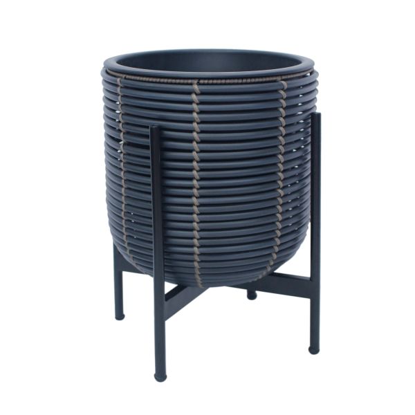 Кашпо WICKER с основанием 30x30xH38cm, черный/коричневый