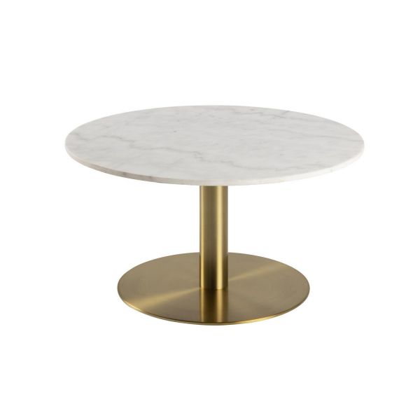 Coffee table CORBY D80xH45cm, white/brass