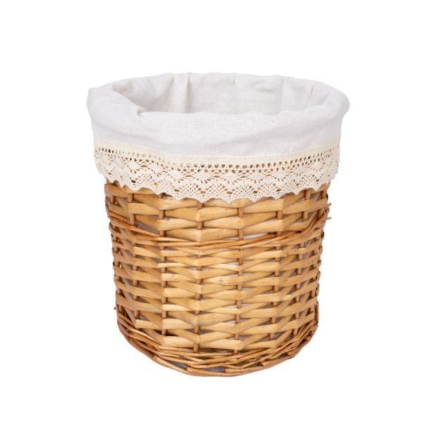 Basket MAX D26xH27cm, light brown with lace