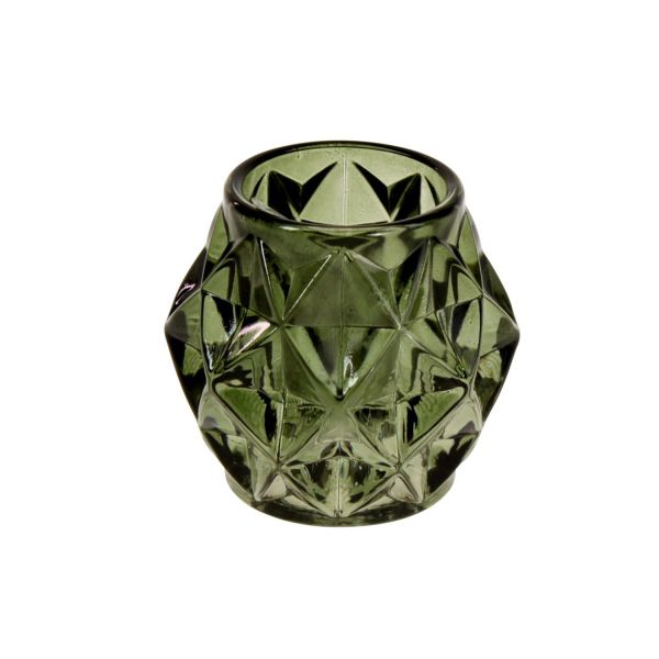 Teacandle holder DIAMOND 7cm, green