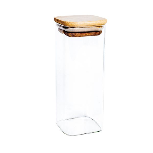 Glass jar THERON 6x6xH15cm with a lid, square