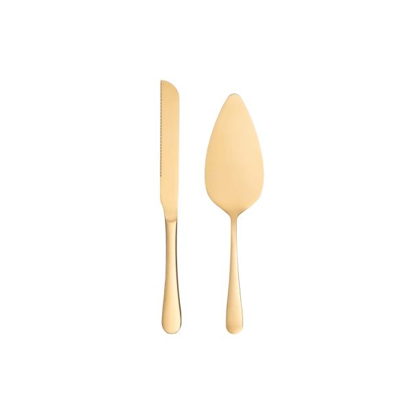 Maku Cake server and cake knife set gold