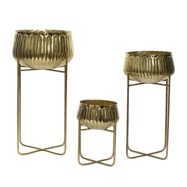 Flower pot GLEIASIA H51cm, golden