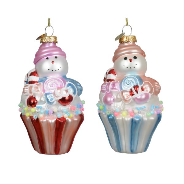 Jõuluehe SHINE CUPCAKE H6cm, klaas, mix