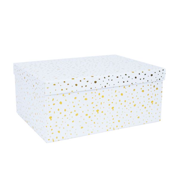 Box DIANA-1, with a lid 37,5x29xH16cm, white/gold