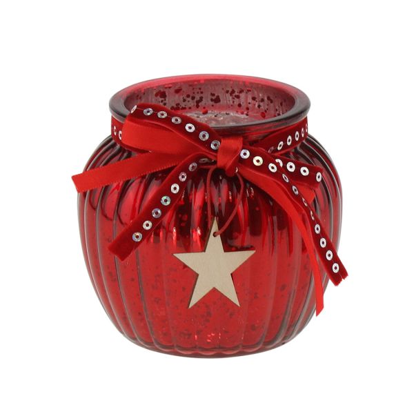 Candle holder STAR D11xH10cm, red