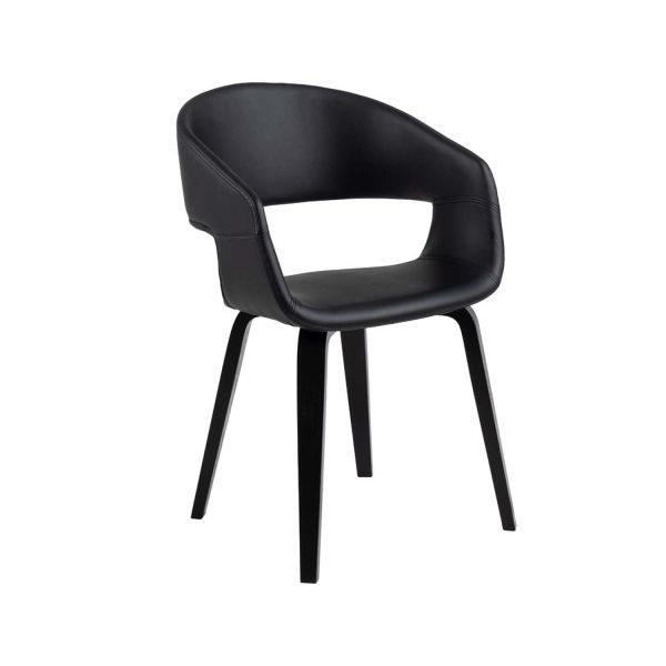 Dining chair NOVA with armrest, black