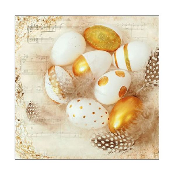 Napkins 25x25cm, Golden Eggs