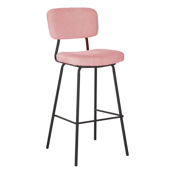 Bar chair KEIU 46x49xH107cm, vintage pink corduroy